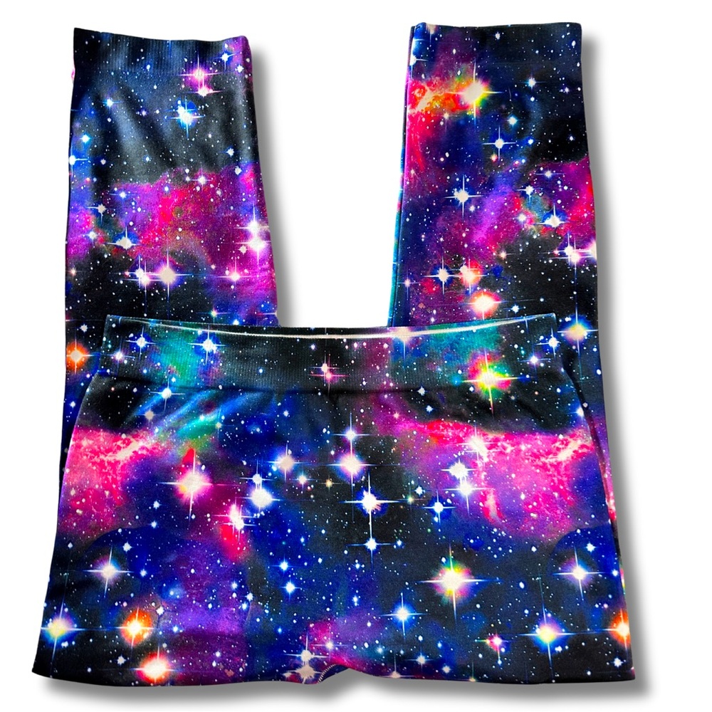 Dark Blue Galaxy Print Leggings JRs SZ 11/13